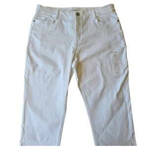 Liz Claiborne Sara Crop Mid-Rise White Jeans Tummy Slimming Size 16 NWT